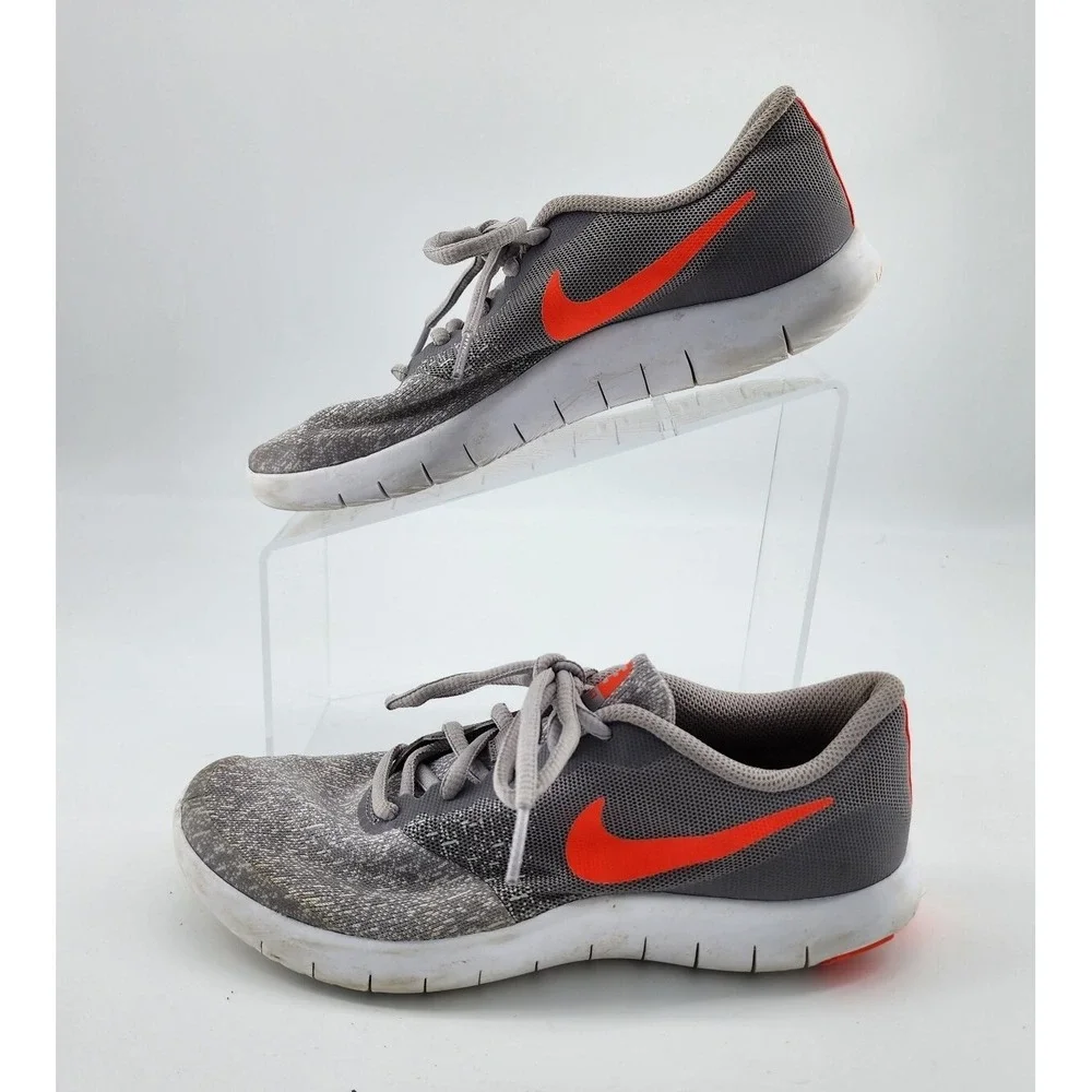 Nike Flex Contact Shoes Youth Size 5Y Atmoshpere Grey / Total Crimson 917932-006